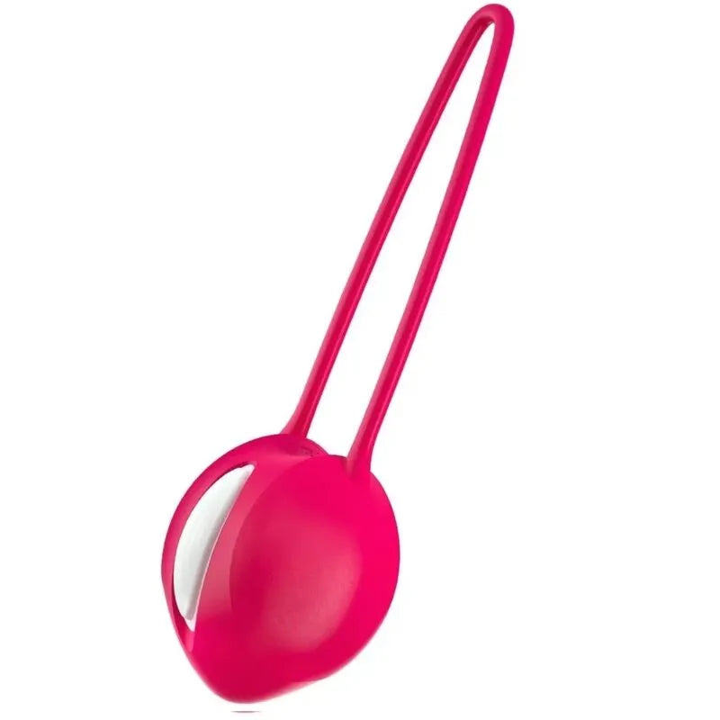 Boule de geisha rose en silicone hypoallergénique avec boucle ergonomique pour renforcement du plancher pelvien.