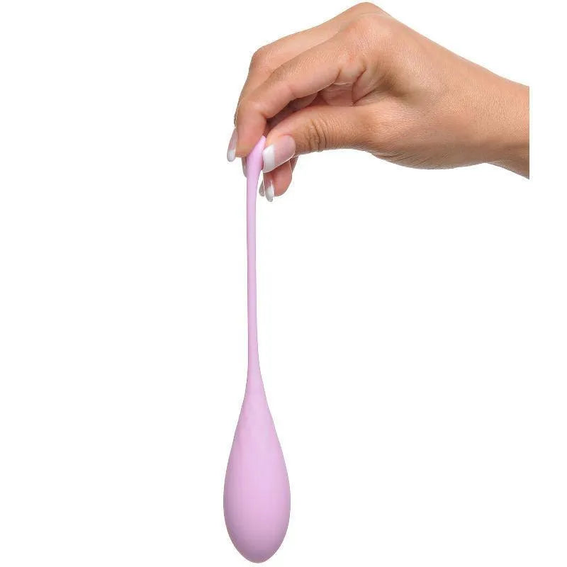 Boule de Geisha rose en silicone ergonomique, tenue par une main, pour tonification pelvienne, sans phtalates, hypoallergé...