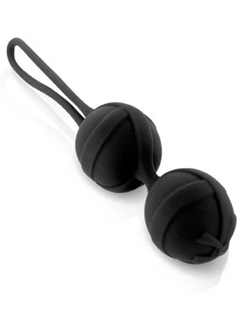 Boules de Geisha noires en silicone doux, design ergonomique, pour rééducation périnéale, livrées en boîte cadeau.