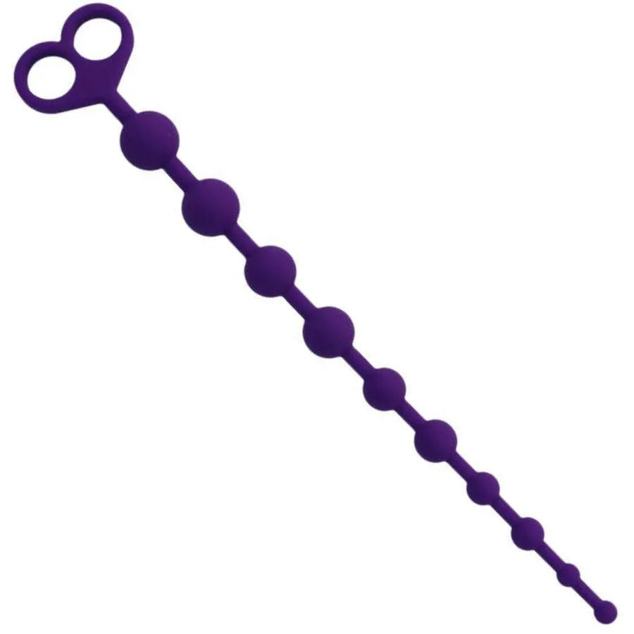 Boules anales en silicone violet hypoallergénique, design ergonomique, stimulation progressive, nettoyage facile.
