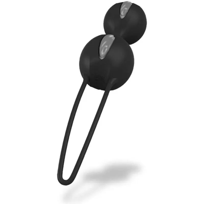 Boules de geisha noires en silicone hypoallergénique avec cordon, pour renforcement pelvien avancé et entraînement discret.