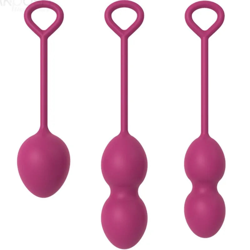 Boules Geisha Bourgogne silicone matériau sûr ergonomique lisse trois poids ajustables progression plancher pelvien tonification intime