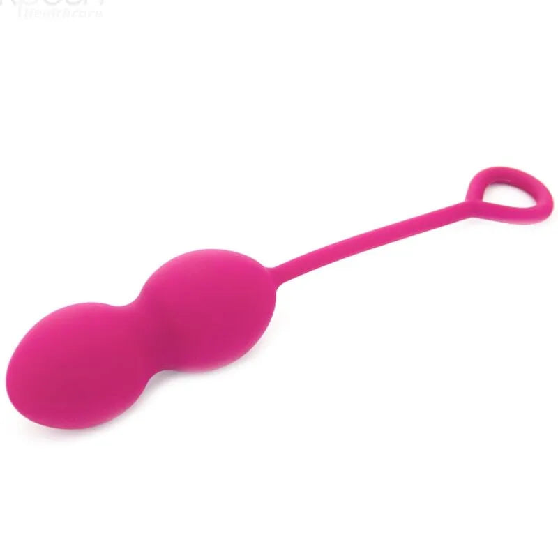 Boules de Geisha bourgogne en silicone, deux sphères lisses avec cordon ergonomique pour tonification du plancher pelvien.
