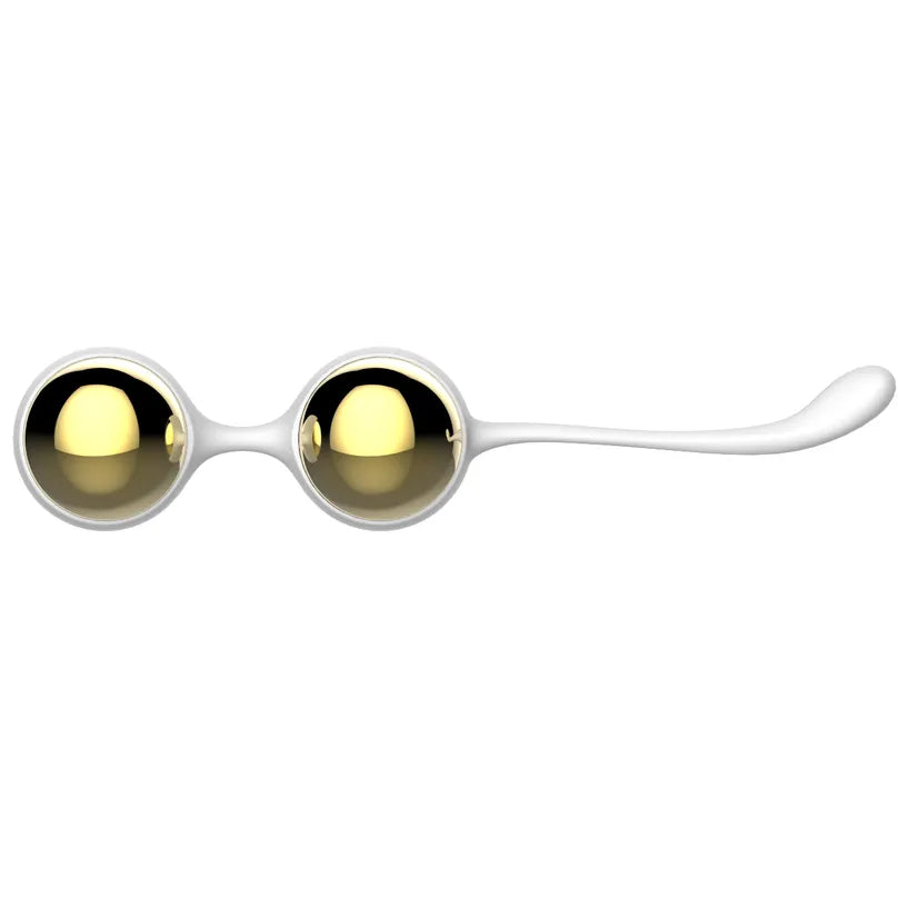 Boules de Geisha en aluminium doré Nalone Yani, design élégant, pour exercices pelviens et tonification périnéale.