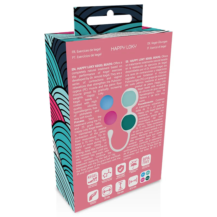 Boules Geisha silicone médical, quatre poids colorés, boîte ergonomique, renforcement plancher pelvien.