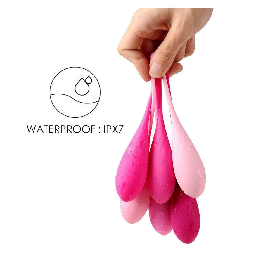 Boules de Geisha en silicone rose, différentes tailles, tenues à la main, étanches IPX7 pour renforcement pelvien.