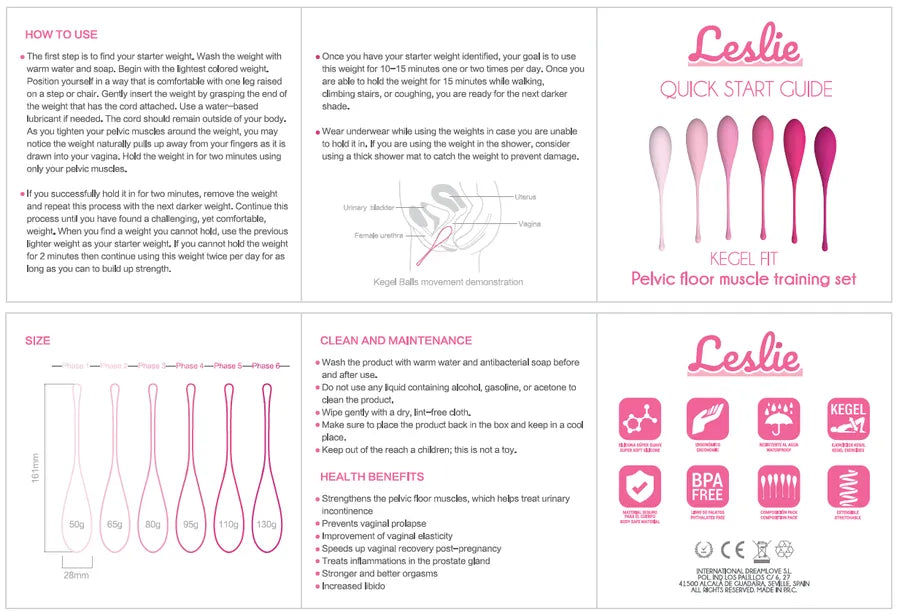 Boules de Geisha en silicone rose, différentes tailles, pour renforcement pelvien, avec poids progressifs de 50 à 130g.