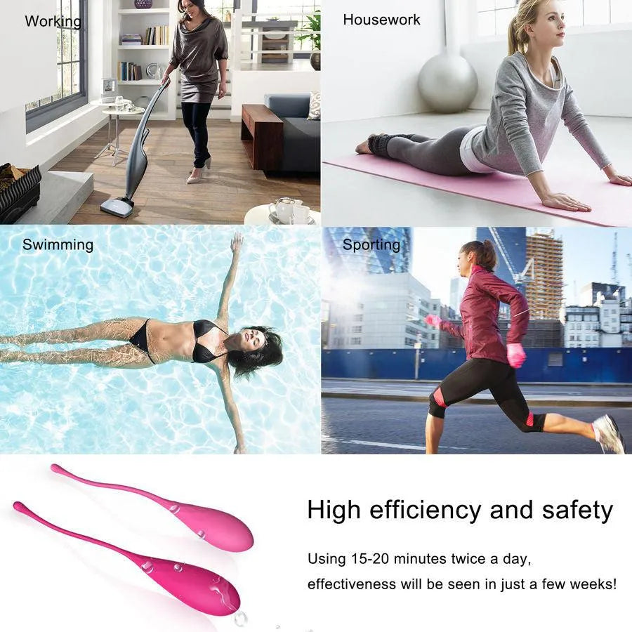 Boules de Geisha en silicone rose, forme ergonomique, pour renforcement pelvien, étanches, avec différents poids.