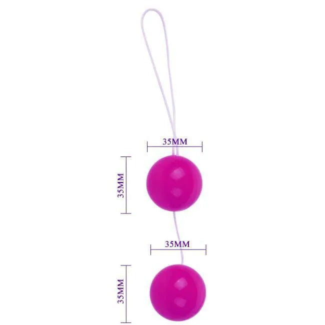 Boules de Geisha lilas en TPR, deux sphères lisses de 35mm avec cordon, pour renforcement pelvien et stimulation érogène.