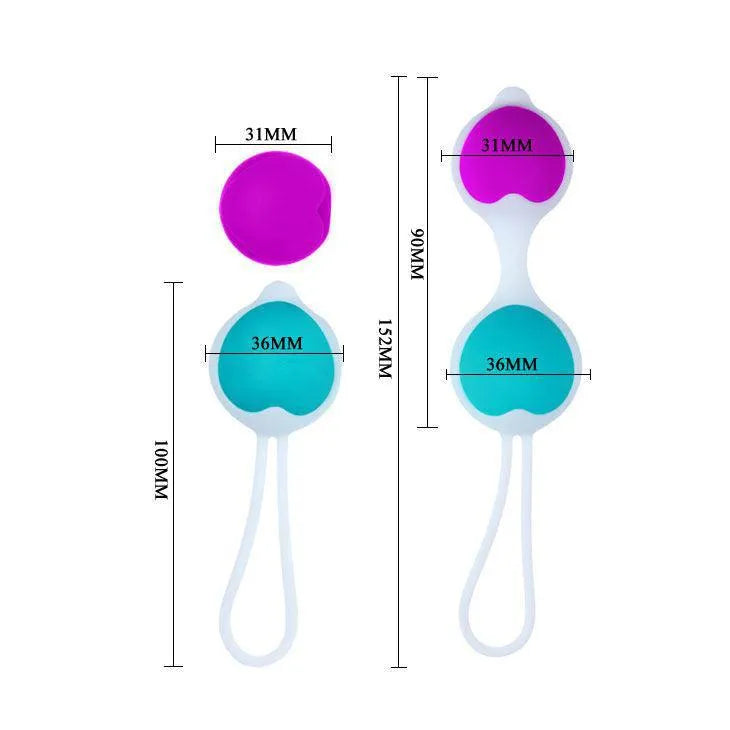 Boules de geisha en silicone doux, interchangeables, rose et turquoise, avec cordon, pour renforcement pelvien.