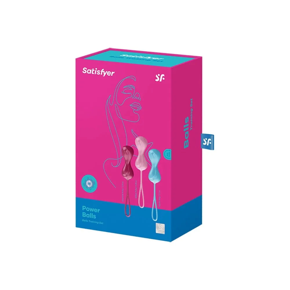 Boules de Geisha Satisfyer oscillantes en silicone, set de 3, couleurs variées, pour tonification périnéale.