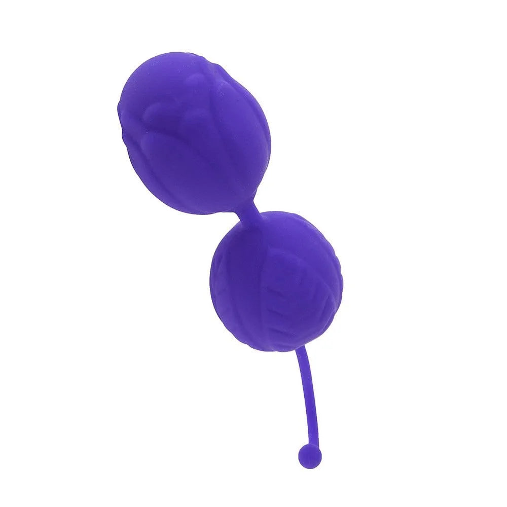 Boules de Geisha violettes en silicone, souples, avec bille intérieure, pour stimulation et renforcement périnée.