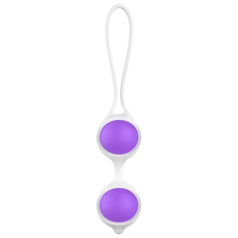 Boules de geisha violettes en silicone doux, design ergonomique, légères, idéales pour débutantes, Womanvibe.