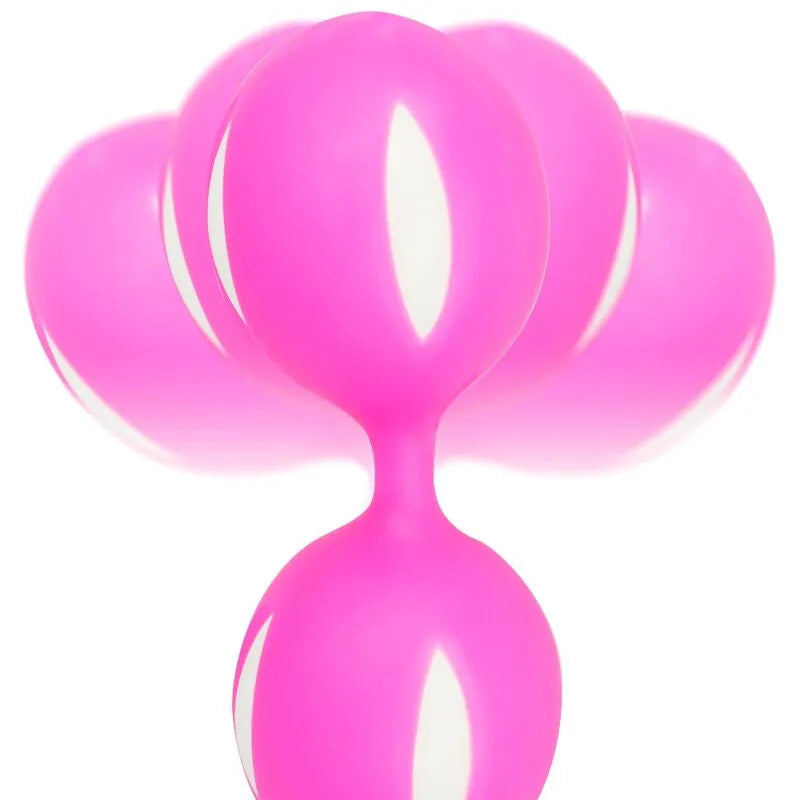 Boules Geisha roses en silicone hypoallergénique Ohmama, forme ergonomique, cordon de retrait sécurisé.