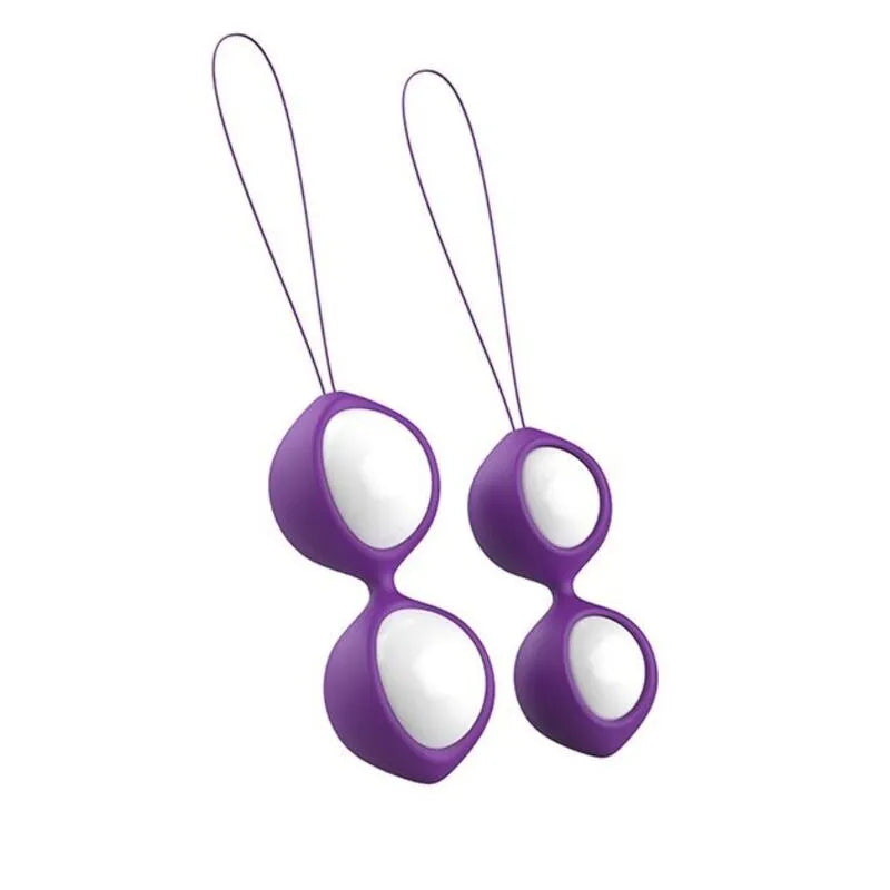 Boules de geisha violettes en silicone médical avec poids interchangeables, cordes fines, pour entraînement périnée.