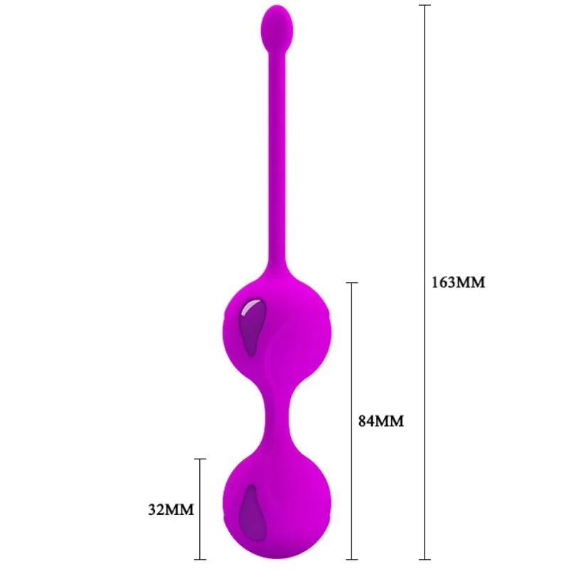 Boules de geisha violettes en silicone, design ergonomique, diamètre 32mm, cordon résistant, renforcement pelvien.