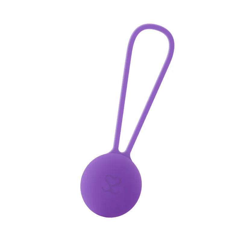 Boules Geisha violettes en silicone doux, design ergonomique, pour renforcement pelvien et rééducation postnatale.