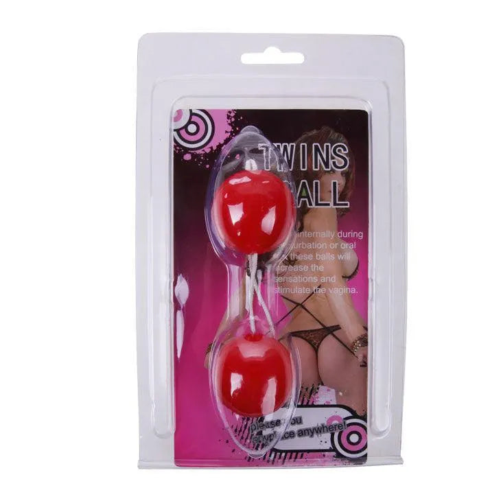 Boules de Geisha rouges en TPR dans un emballage transparent, stimulation vaginale et renforcement pelvien.