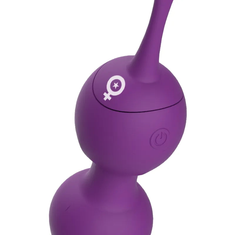 Boules Geisha vibrantes violettes, silicone hypoallergénique, télécommande, poids progressifs, étanche IPX7, rechargeables.