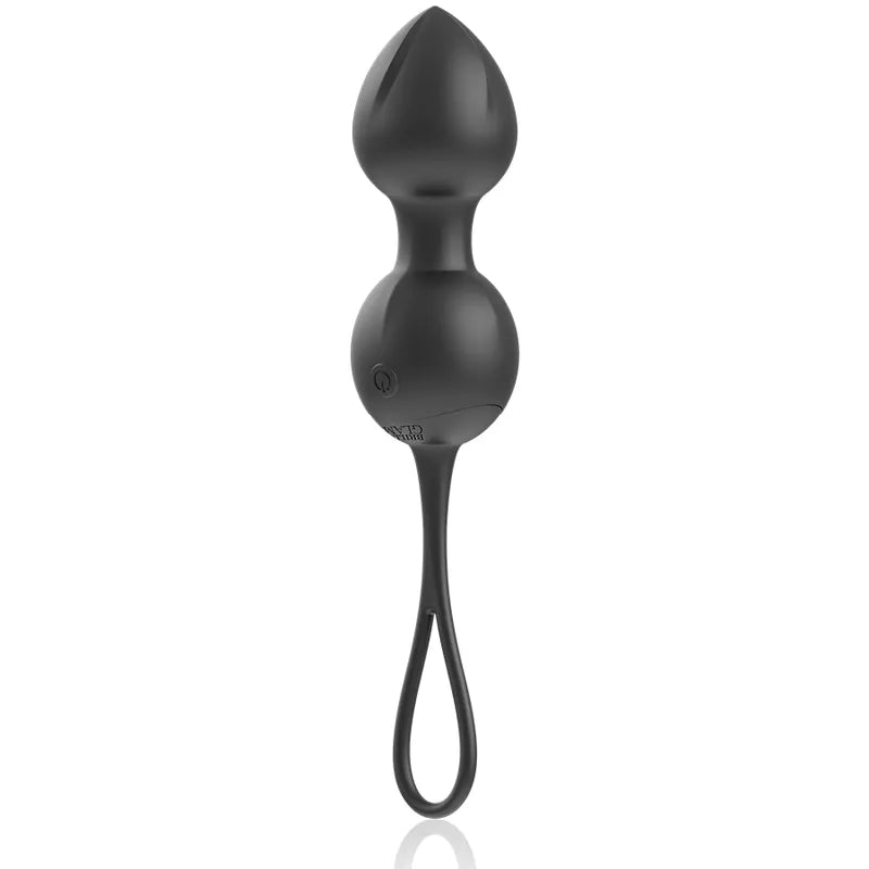 Boules Geisha vibrantes noires en silicone, forme ergonomique, avec télécommande, pour renforcement pelvien et plaisir.