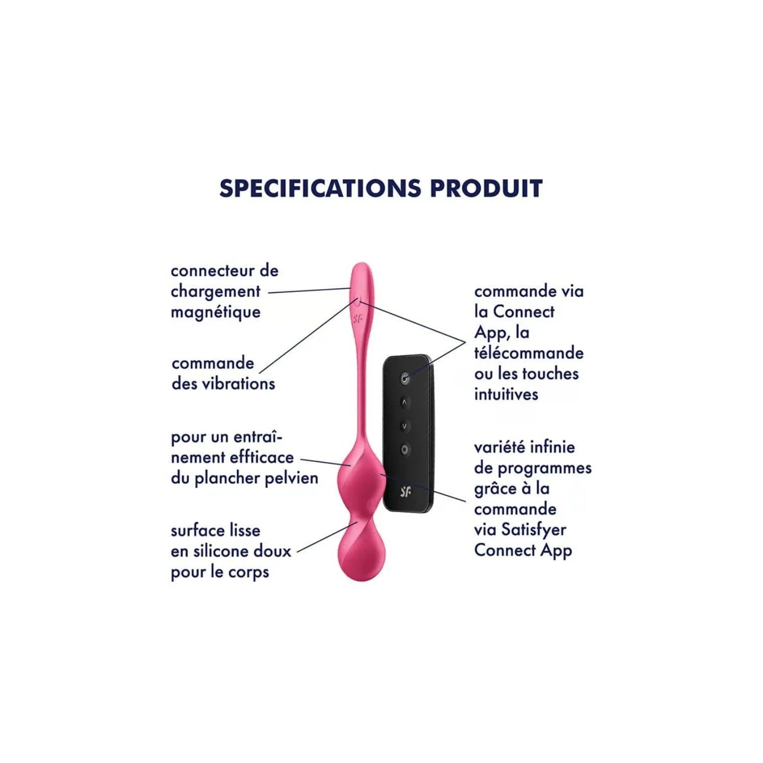 Boules geisha vibrantes roses en silicone doux, design ergonomique, télécommande noire, pour tonification pelvienne.