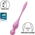 boules geisha vibrantes silicone satisfyer ergonomiques aplaties stimulation point G renforcement plancher pelvien douces étanches compatibles application connectée 12 programmes