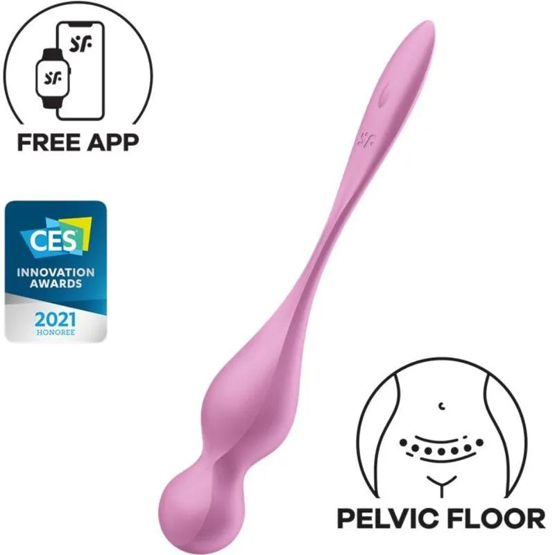 boules geisha vibrantes silicone satisfyer ergonomiques aplaties stimulation point G renforcement plancher pelvien douces étanches compatibles application connectée 12 programmes