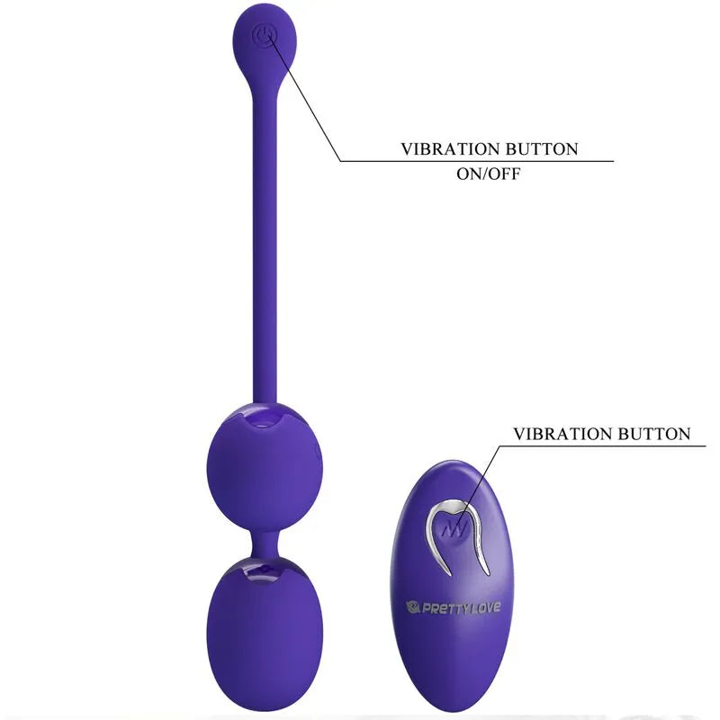 Boules Geisha violettes en silicone médical, télécommande, 12 modes vibrations, tonification plancher pelvien.