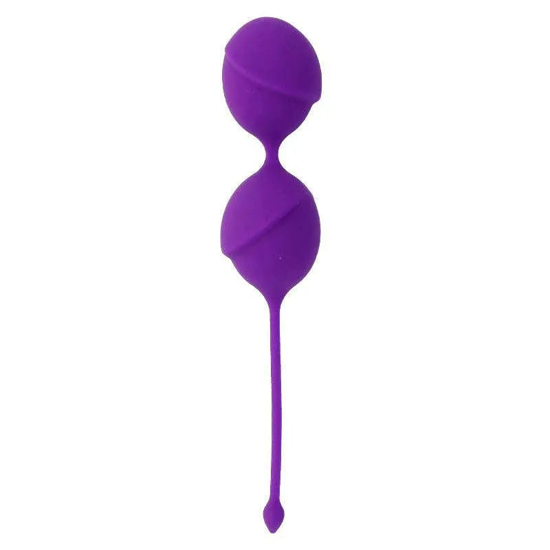 Boules Kegel violettes en silicone médical, deux sphères reliées, design ergonomique pour tonus pelvien et confort féminin.
