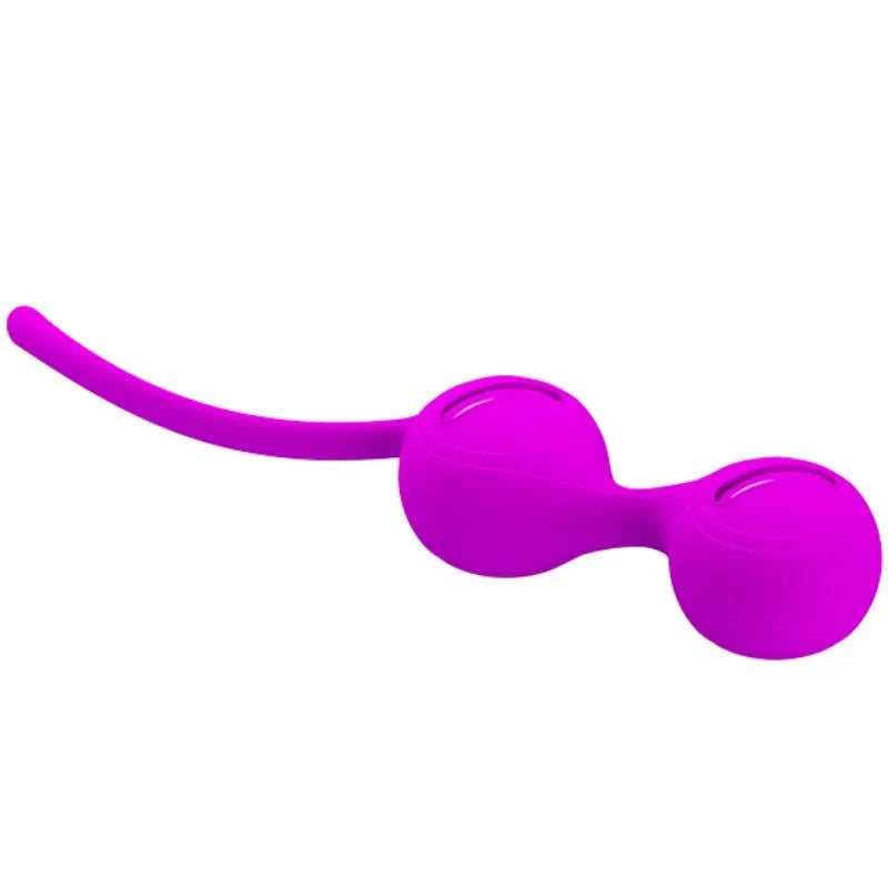 Boules de Kegel en silicone violet avec cordon, forme ergonomique pour renforcement pelvien et stimulation continue.