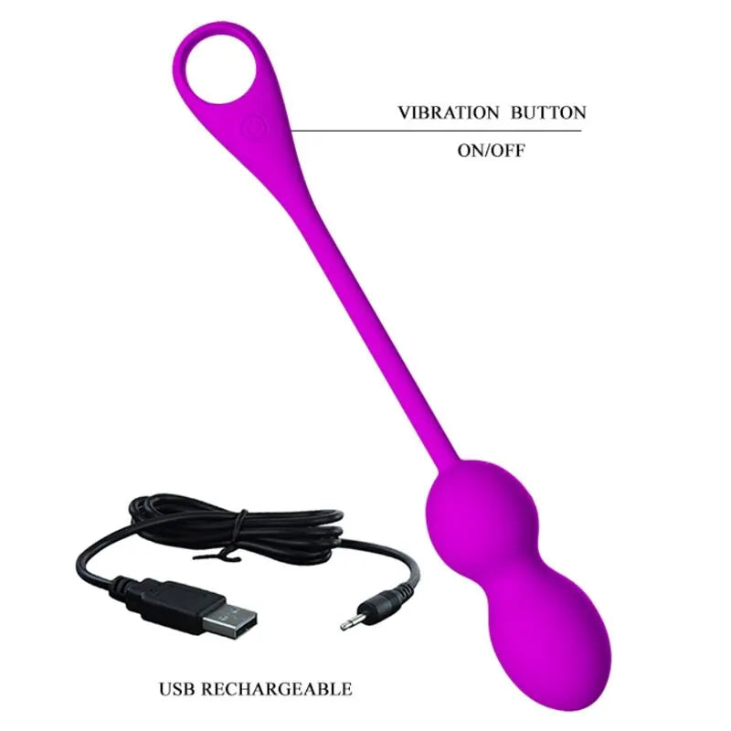 Boules Kegel violettes vibrantes en silicone avec télécommande, rechargeables USB, pour tonification pelvienne.