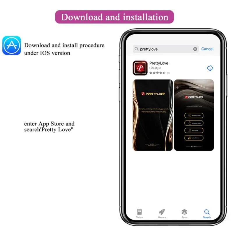 Téléphone affichant l'application pour boules Kegel vibrantes violettes, interface intuitive pour personnalisation et cont...