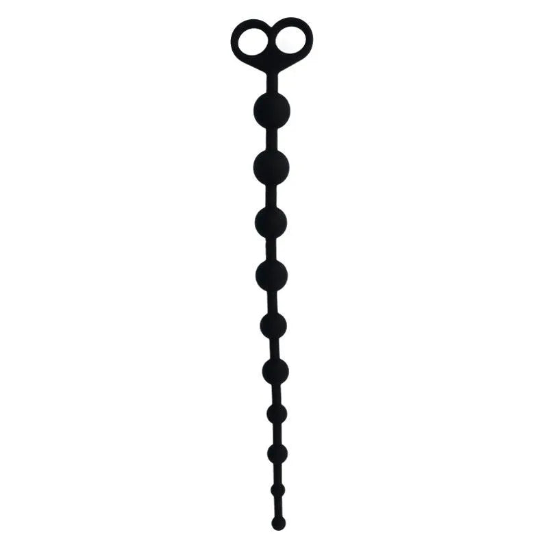 Boules anales noires en silicone hypoallergénique, design ergonomique et soyeux, adaptées pour tous niveaux d'expérience.