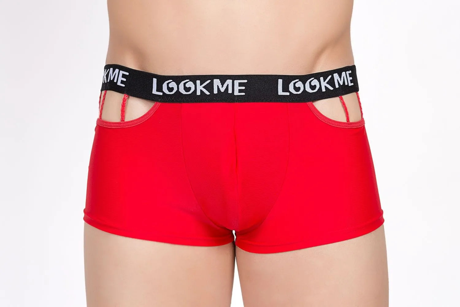 Boxer ajouré taille sculptante ceinture élastique large inscription maintien audacieux sensuel homme noir rouge blanc polyester élasthanne extensible doux
