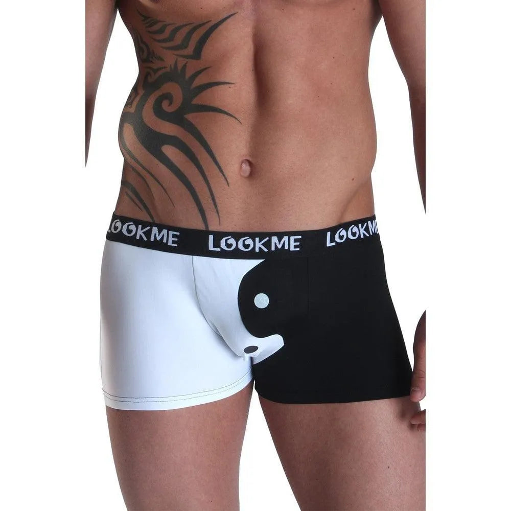 boxer moulant confortable bicolore noir blanc ceinture large siglée polyamide élasthanne extensible maintien respirant style original