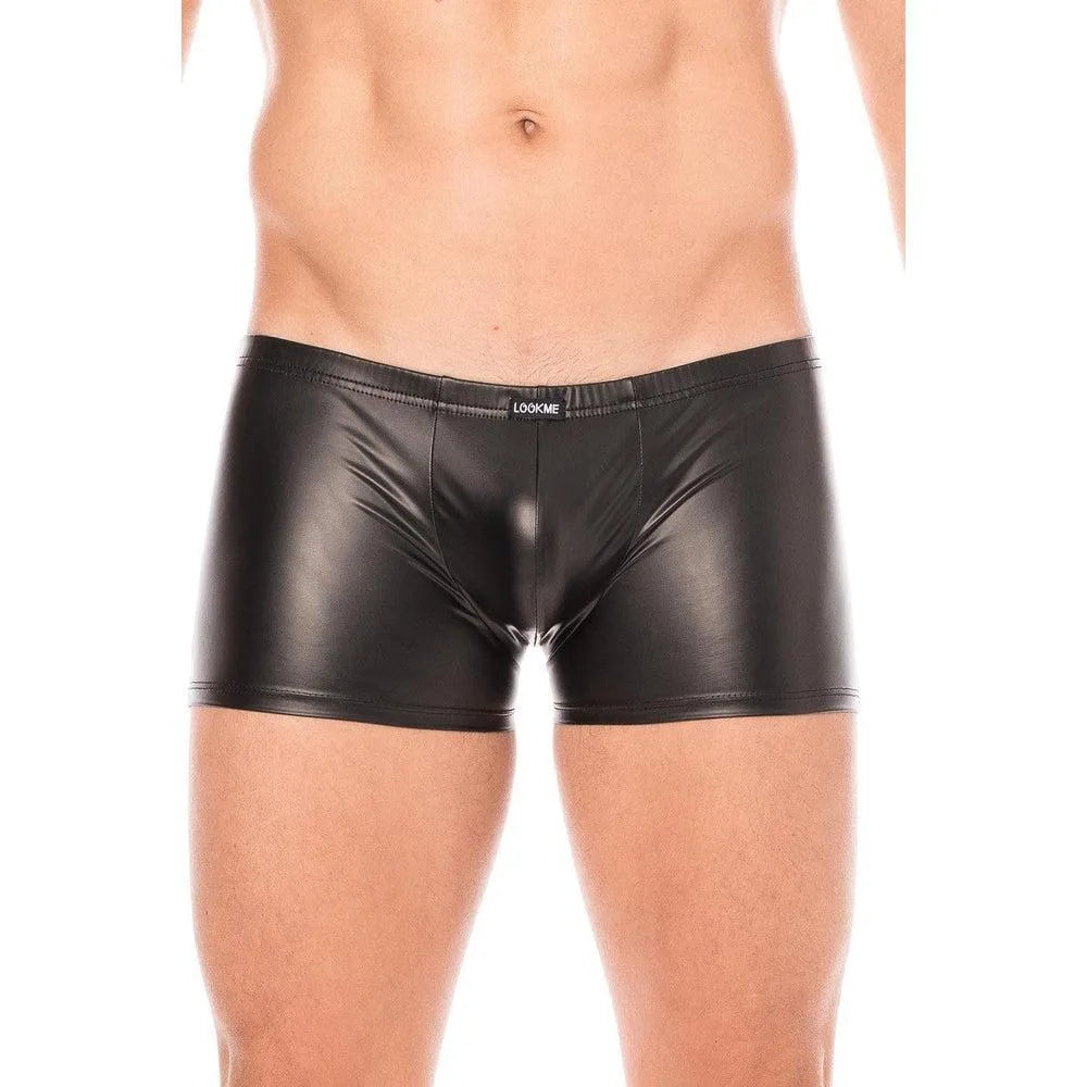 boxer similicuir noir homme sexy dominant tendance élégant souple confortable ajusté extensible durable résistant polyester elasthanne