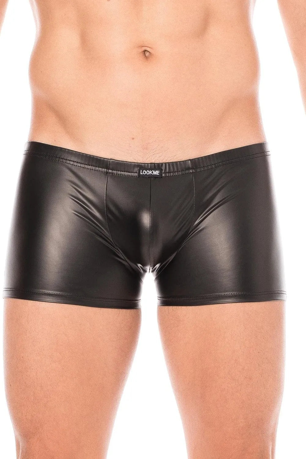 Boxer noir similicuir homme ajusté, élégant et tendance, matière souple et confortable, idéal look audacieux.