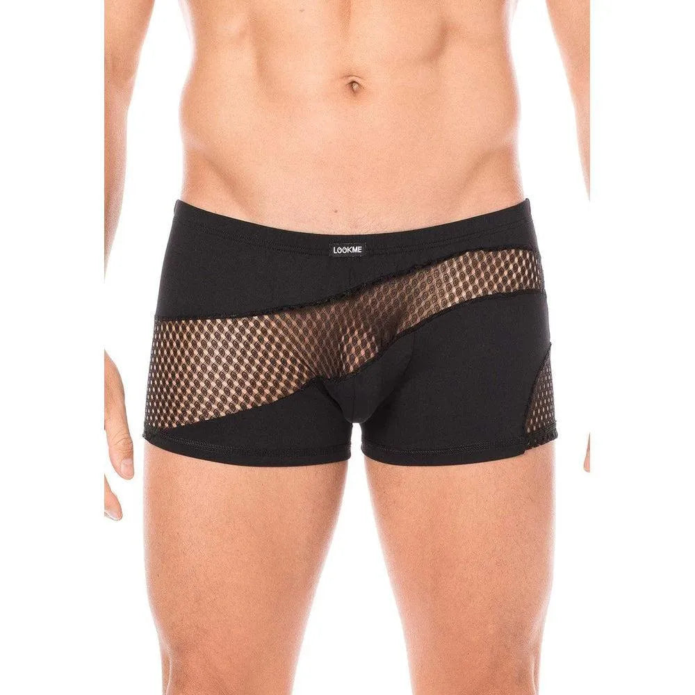 boxer élasthanne noir doux confortable deuxième peau opaque transparent rayures fines élégant branché chic sexy polyamide extensible maintien