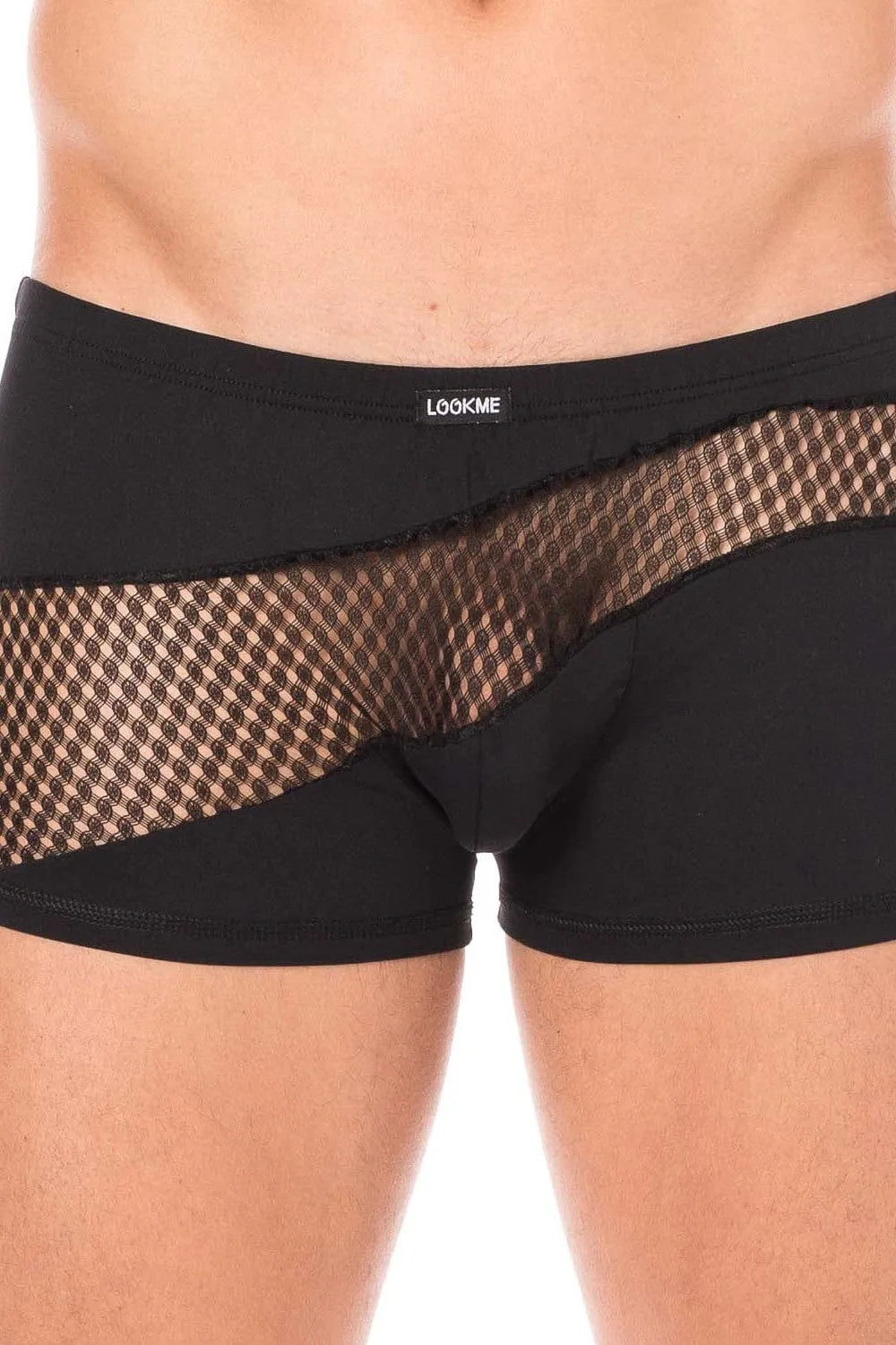 Boxer noir élasthanne, rayures fines, opaque et transparent, look chic et sexy, tissu doux et extensible.