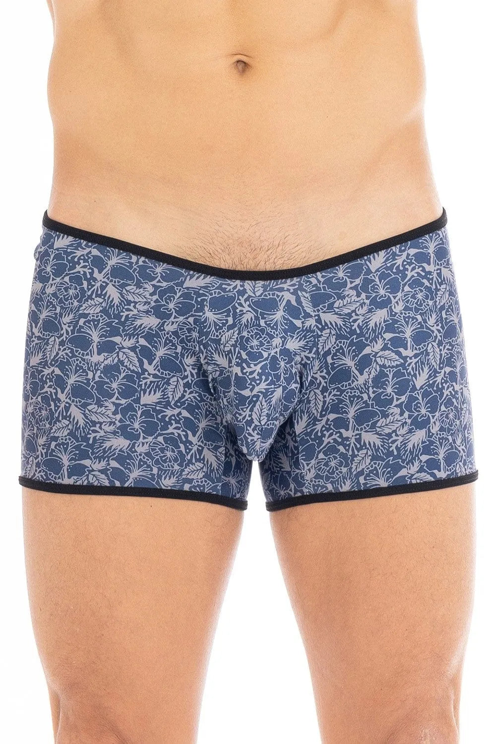 Boxer Homme Sexy Bleu Imprimé Feuilles Soyeux Doux Élégant Confortable Extensible Respirant Sculptant Maintien Qualité Supérieur Original Séduisant Élasticité Lingerie
