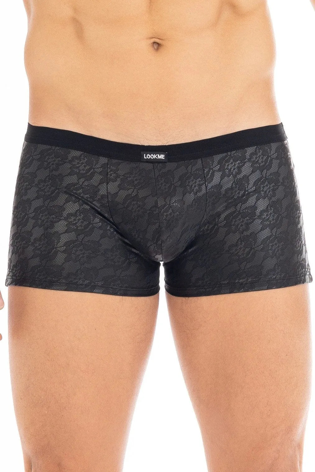 boxer homme simili cuir noir sexy dentelle élégante imprimée confort flexibilité maintien ajustement polyamide élasthanne moderne audacieux qualité