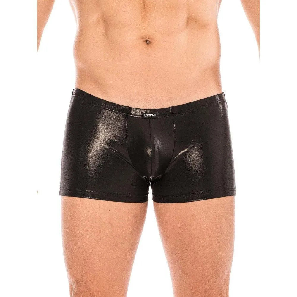 boxer moulant homme noir simili cuir effet mouillé souple confortable extensible polyester élasthanne séduisant sexy rock sensualité