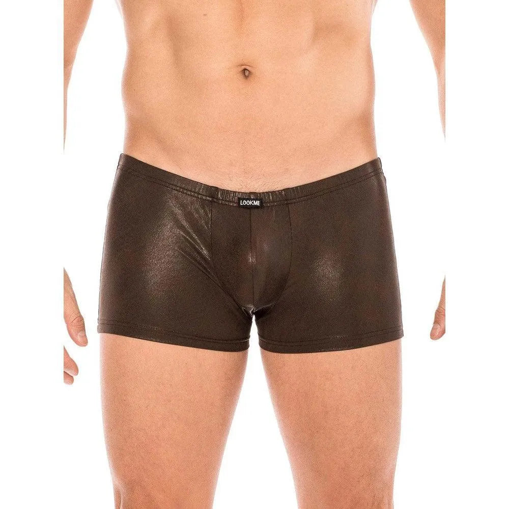 boxer noir simili cuir effet mouillé sensuel rock viril confortable souple extensible ajusté maintien durable polyester élasthanne élégant