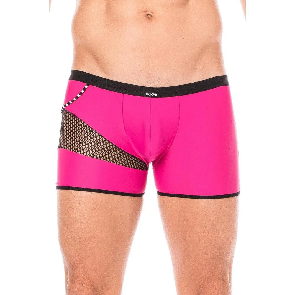 boxer magenta sexy design branché polyamide elasthanne extensible moulant confortable respirant filet résille cordelette latérale opacité collection urban homme