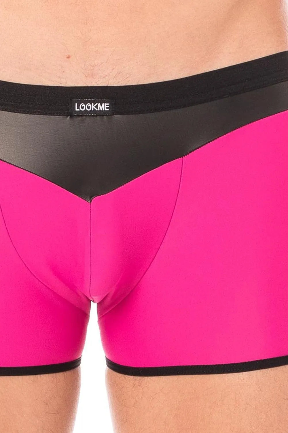 Boxer homme magenta avec bande simili cuir noir, design audacieux, tissu doux et extensible, collection DARK SUN.