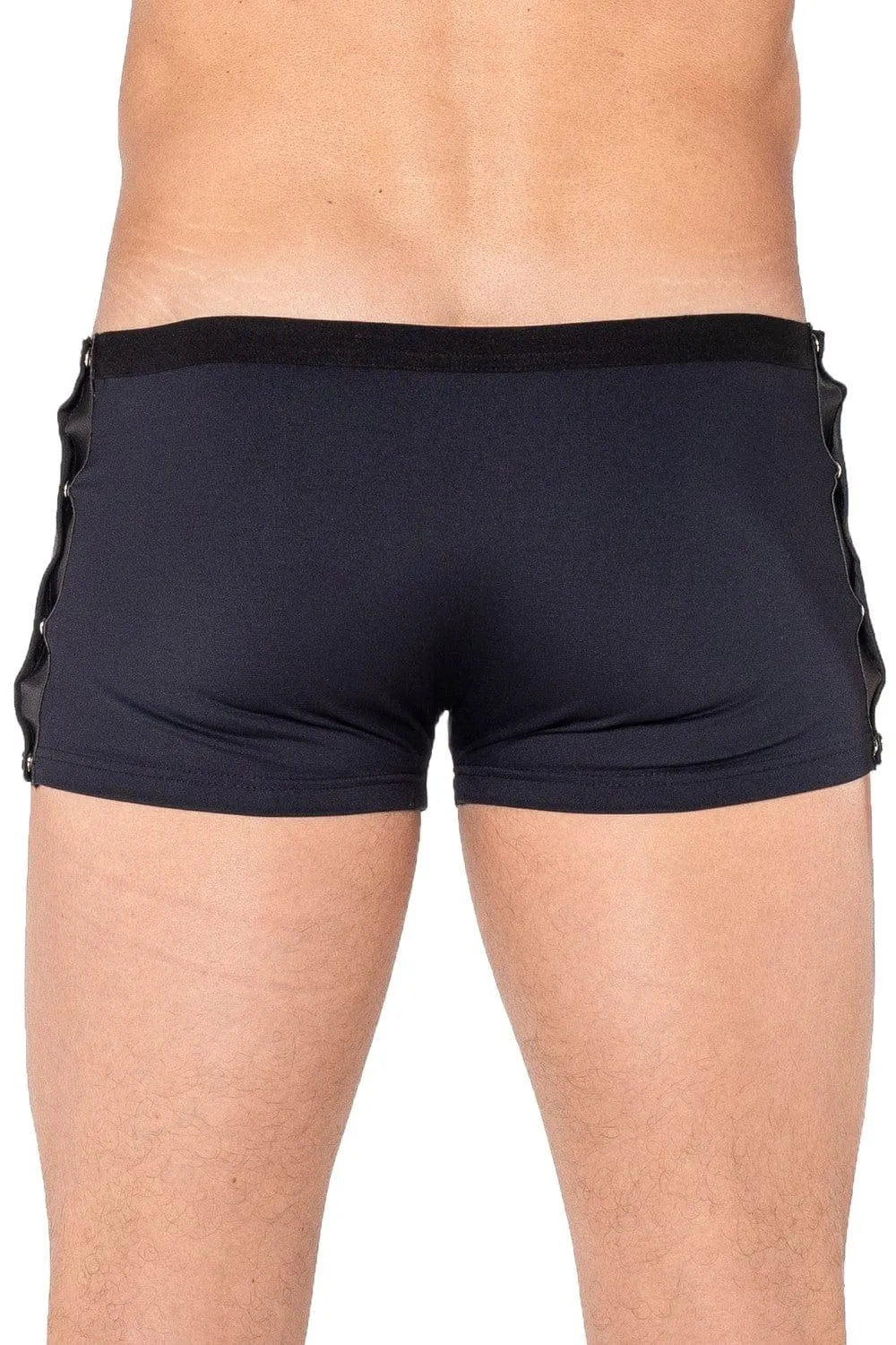 Boxer noir avec boutons pressions détachables sur les côtés, coupe design, tissu extensible et respirant, LOOKME Jumbo.