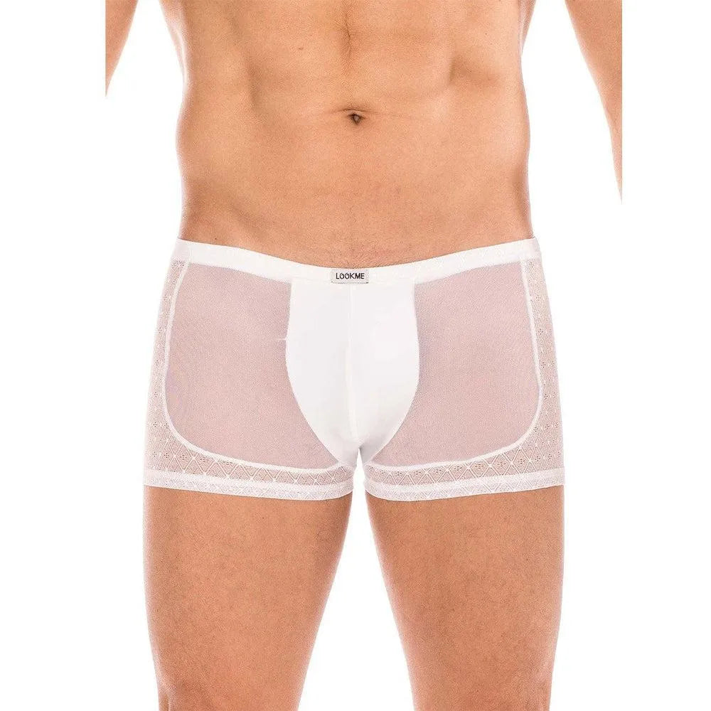 boxer transparent homme sensuel sexy résille dentelle élégant charme coupe ajustée confortable polyamide élasthanne respirant douceur
