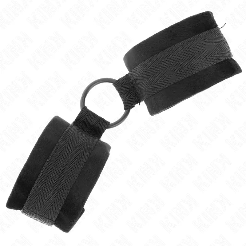 Bracelets en cuir végétalien noir, rembourrés, ajustables, avec boucle métallique pour expériences BDSM éthiques et confor...