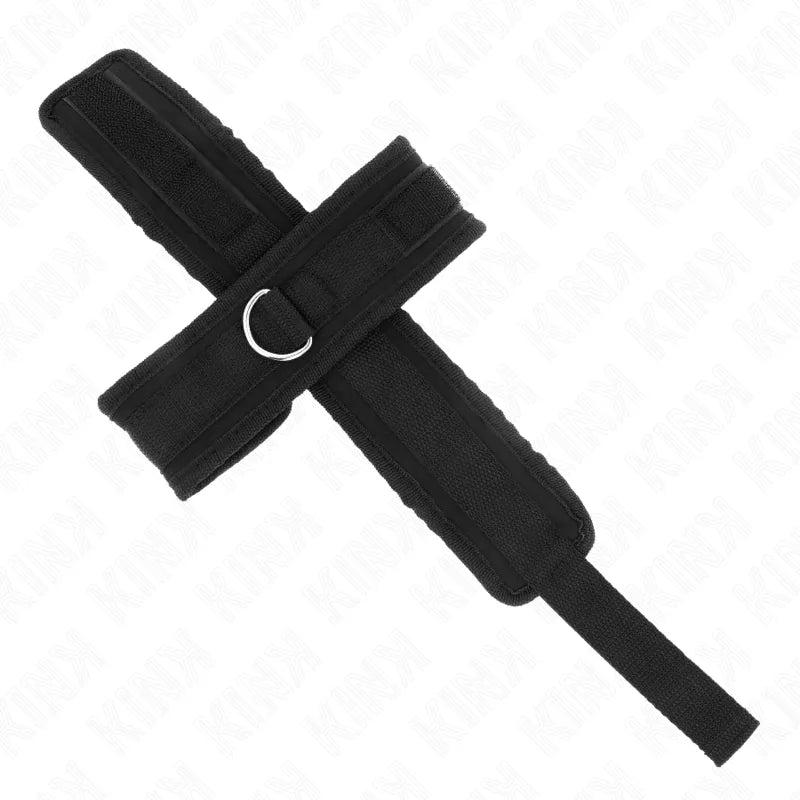 Bracelets BDSM en cuir noir, ajustables, avec boucles métalliques, élégants et durables pour séances kink sécurisées.