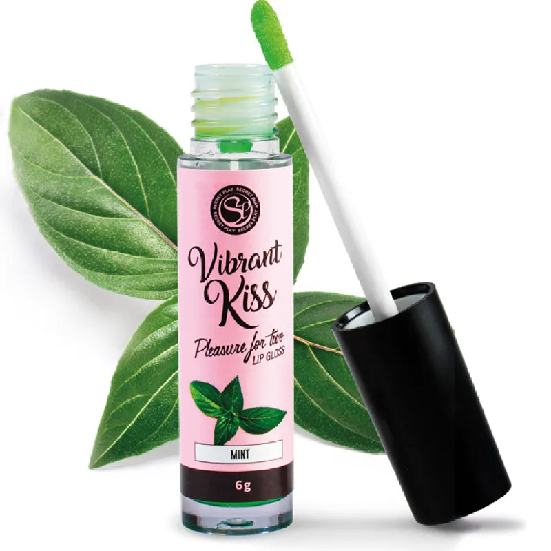 brillant lèvres vibrant comestible menthe rafraîchissant saveur picotement sensoriel sensuel intime gourmand glycérine compatible préservatifs jouets nomade espagnol